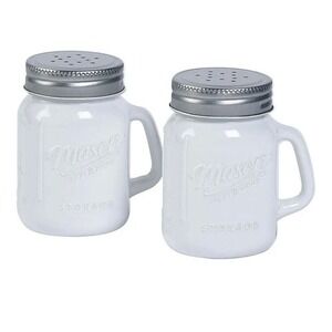 Salt Pepper Shakers Mason Jar White Mason‎ Craft Glass Shabby Weddings Showers